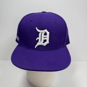 Detroit Tigers Fitted Hat Purple‎ MLB Megy Premium Baseball Cap Size 7 1/4